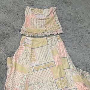 Patchwork Crop Top and Skirt Set